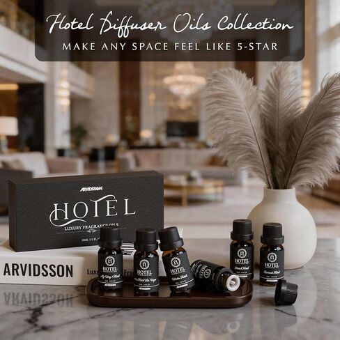 مجموعة هدايا زيت ناشر الروائح الفندقية من ARVIDSSON - مستوحاة من روائح فنادق 5 نجوم - زيوت عطرية فندقية فاخرة للناشر والحرف اليدوية، مجموعة زيوت مجموعة الفنادق 6 × 10 مل، 0.34 أونصة سائلة in Kuwait