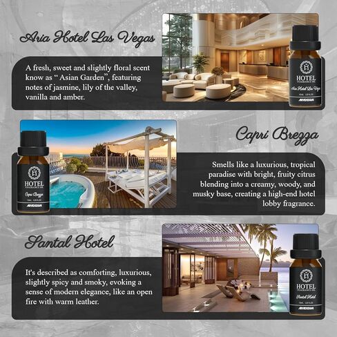 مجموعة هدايا زيت ناشر الروائح الفندقية من ARVIDSSON - مستوحاة من روائح فنادق 5 نجوم - زيوت عطرية فندقية فاخرة للناشر والحرف اليدوية، مجموعة زيوت مجموعة الفنادق 6 × 10 مل، 0.34 أونصة سائلة in Kuwait