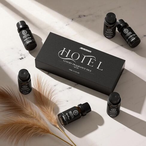 مجموعة هدايا زيت ناشر الروائح الفندقية من ARVIDSSON - مستوحاة من روائح فنادق 5 نجوم - زيوت عطرية فندقية فاخرة للناشر والحرف اليدوية، مجموعة زيوت مجموعة الفنادق 6 × 10 مل، 0.34 أونصة سائلة in Kuwait