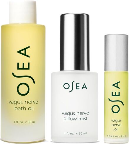 مجموعة السفر للعصب المبهم من OSEA - مجموعة هدايا سبا صحية مكونة من 3 قطع للرجال والنساء، زيت عطري، زيت استحمام ورذاذ وسادة، علاج عطري لتخفيف التوتر والاسترخاء والنوم in Kuwait