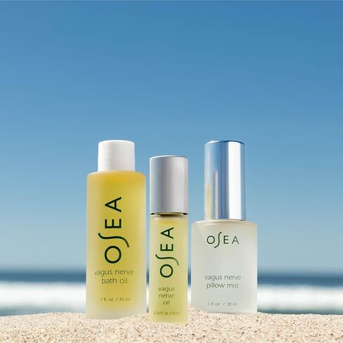 مجموعة السفر للعصب المبهم من OSEA - مجموعة هدايا سبا صحية مكونة من 3 قطع للرجال والنساء، زيت عطري، زيت استحمام ورذاذ وسادة، علاج عطري لتخفيف التوتر والاسترخاء والنوم in Kuwait