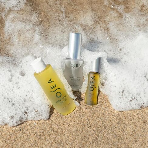 مجموعة السفر للعصب المبهم من OSEA - مجموعة هدايا سبا صحية مكونة من 3 قطع للرجال والنساء، زيت عطري، زيت استحمام ورذاذ وسادة، علاج عطري لتخفيف التوتر والاسترخاء والنوم in Kuwait