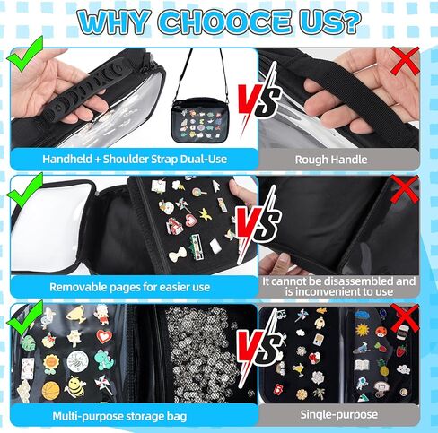 Pin Display Bag for Trading: 6PCS Black Pin Books Case With Shoulder Straps and Inner Pocket for Lapel Enamel Pins - Portable Pins Holder Album for Sport Travel Collection in Saudi Arabia