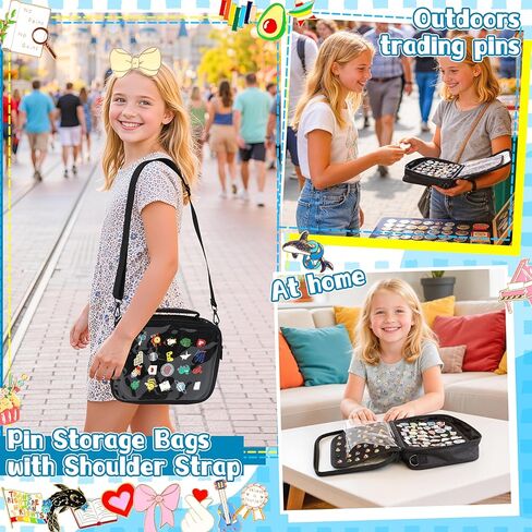 Pin Display Bag for Trading: 6PCS Black Pin Books Case With Shoulder Straps and Inner Pocket for Lapel Enamel Pins - Portable Pins Holder Album for Sport Travel Collection in Saudi Arabia