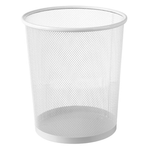 Minimalist Metal Grid Trash Can, Industrial Style Texture, Versatile for Modern Homes(White,Small Size 8L) in Kuwait