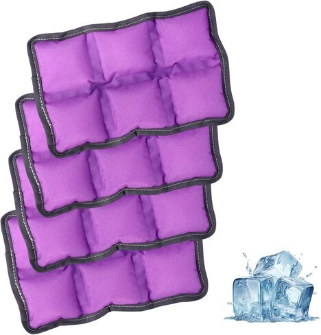4pcs Reusable Lunch Box Ice Packs, Polyester Long Lasting Reusable Ice Packs Versatile Cooler Accessories for Adventuring Fishing Camping Climbing Outdoor Activities (Blue) in Kuwait