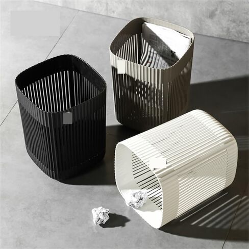 Minimalist Vertical Texture Polygonal Trash Can, Premium, Modern Home Ambiance Enhancer(Large Size deepens and thickens【Grey】 9018) in Saudi Arabia