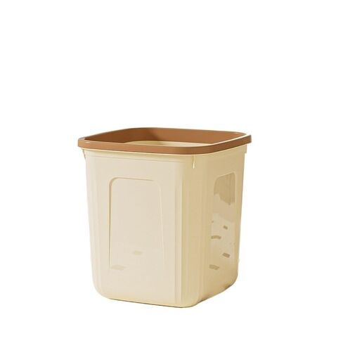 Space-Saving Trash Can for Small Spaces, Square with Lid & Compact, Multi-Scene Use(Cream Yellow Extra Large) in Kuwait