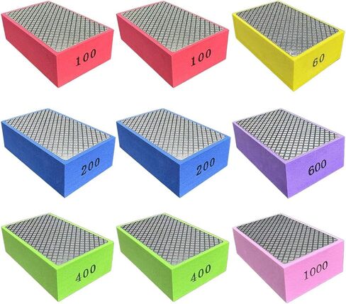 6PCS Diamond Polishing Pads Sanding Blocks 60/100/200/400/600/1000 Multi-Grit Dry/Wet Hand Diamond Sanding Pads Kit for Grinding Ceramic Tile Glass Stone Metal Wood in Kuwait