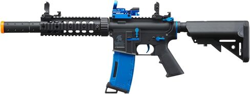 بندقية Lancer التكتيكية Gen 2 M4 SD Blue Carbine Combo Airsoft AEG مع نقطة رؤية حمراء (بطارية نيمه 9.6 فولت، شاحن، 1000 طلقة 0.20 جم BBS متضمنة) in Kuwait