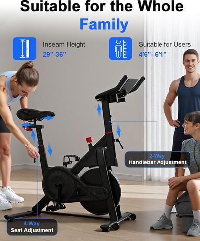 Superun Exercise Bike, Stationary Bikes for Home with Brake Pad, Low Noise Spin Bike with 300LBS Weight Capacity, Indoor Cycling for Home Gym with Pad Mount LCD Monitor and Cup Holder in Saudi Arabia