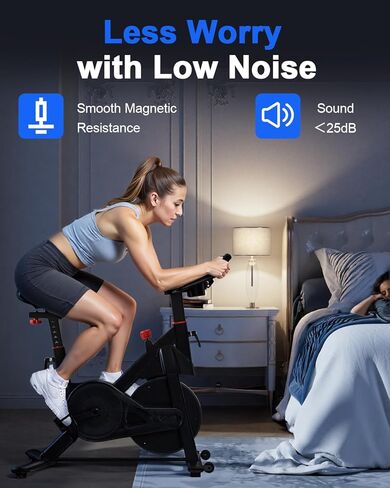 Superun Exercise Bike, Stationary Bikes for Home with Brake Pad, Low Noise Spin Bike with 300LBS Weight Capacity, Indoor Cycling for Home Gym with Pad Mount LCD Monitor and Cup Holder in Saudi Arabia