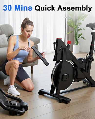 Superun Exercise Bike, Stationary Bikes for Home with Brake Pad, Low Noise Spin Bike with 300LBS Weight Capacity, Indoor Cycling for Home Gym with Pad Mount LCD Monitor and Cup Holder in Saudi Arabia