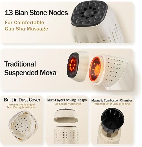 Bian Stone Moxibustion Stick - Handheld Gua Sha Tool for Facial & Full Body, Multi-Functional Massage Instrument Home Spa Wellness Gift Set（Comes with Essential Oils and Moxa Sticks） in Kuwait
