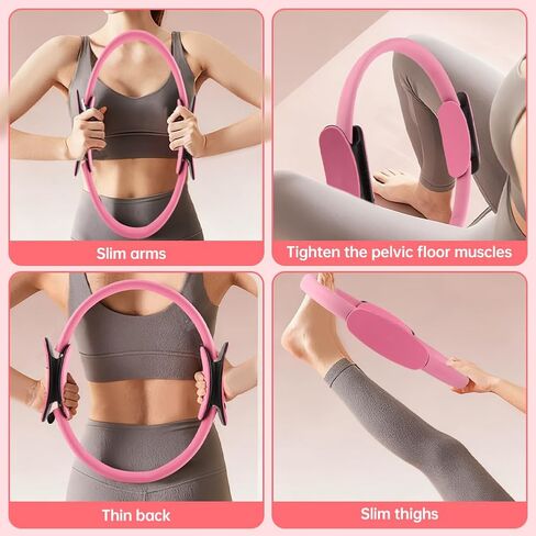 مجموعة حلقة وكرة بيلاتيس مع أشرطة مقاومة، وحلقة دائرية مقاس 14 بوصة، وكرة بيلاتيس مقاس 9.8 بوصة و5 أربطة مقاومة للتمرين المنزلي للنساء، وتمارين الجسم بالكامل in Kuwait