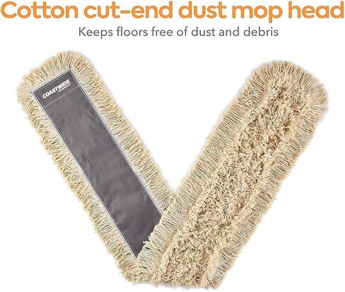 Professional Cut-End Dust Mop Head, Cotton, 60 x 5 Inches, White, 2-Pack — High-Capacity Floor Dusting for Commercial Facilities in Kuwait