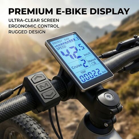 E-Bike LCD Display 24-60V | M5 Waterproof Meter for 31.8mm/22.2mm Handlebars | 5-Pin Connector | Protocol 2 Compatible | E-Scooter & Electric Bike in Kuwait