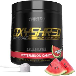 مسحوق ما قبل التمرين OxyShred Hardcore Super Dosed من EHP Labs - مسحوق ما قبل التمرين مع L الجلوتامين وأسيتيل L كارنيتين، مشروب تعزيز الطاقة - 275 مجم من الكافيين - كالي كولا، 40 وجبة in Kuwait