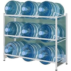 Heavy Duty Water Jug Holder - Stackable Storage Rack for Water Bottles & Coolers, Large Capacity Double Row Organizer, Durable Water Dispenser Stand, Perfect for Home & Office in Kuwait