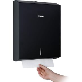 Commercial Paper Towel Dispenser Wall Mount 400-Sheet Capacity Matte Black Stainless Steel Lockable Fits Multifold/Z-Fold Towels (Folded Size ≤ 10.6" x 3.9") in Kuwait