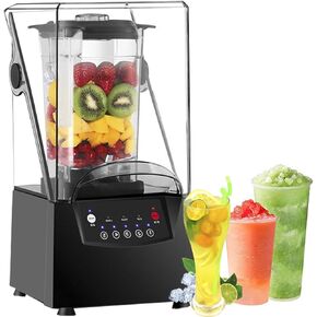 خلاط تجاري صانع العصائر، خلاط كهربائي بحامل سعة 1.8 لتر، شفرة ثلج بقوة 17000 دورة في الدقيقة مع درع عازل للصوت، 5 سرعات، للمطبخ والحليب والشاي والقهوة والحلوى والترفيه in Kuwait