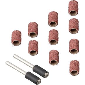 مجموعة طبلة الصنفرة مع 10 أكمام طبلة و2 قضبان تمديد للأدوات الدوارة، وأكمام كاشطة للمعادن والخشب وتلميع DIY، وطحن وإزالة الأزيز 12 قطعة (مجموعة صغيرة) in Kuwait