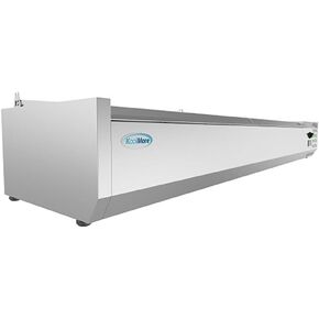 Pemberly Row 71" Stainless Steel Refrigerated Countertop Prep Rail, Silver Finish, Includes Eight 1/3 Food Pans, Digital Temperature Display, NSF Compliant Commercial Kitchen Refrigeration Unit in Saudi Arabia