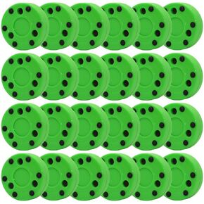 Green Biscuit NHL Street Roller Hockey Puck-24 Pack, Outdoor Off ice Hockey Pucks for Practice + Training and Stick Handling - Original Street Puck with Rollers - Official in Kuwait