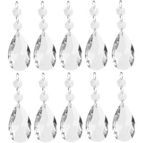 10 Pieces Crystal Chandelier Prisms Balls Glass Lighting Pendant Hanging Decoration with Stainless Metal Rings Suitable for Home Decoration Weddings B, 38mm in Kuwait