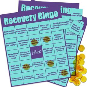Recovery Bingo Game for Adults in Addiction Groups – 24 Cards and 200 Chips with 1 Game Instructions, Motivational Recovery Activity for Counseling Sessions, Rehab Centers, and Support Meetings in Saudi Arabia
