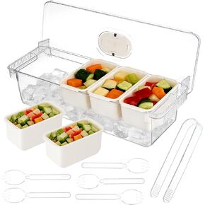 Taco Bar Serving Set for Party with 5 Separate Containers & Components,Taco Mimosa Bar Serving Supplies for Salad, Fruit, Party Garnish in Kuwait