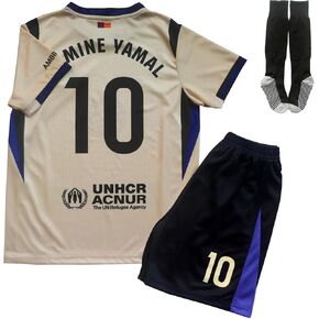 LeenBD Barca #10 Y. 25/26 Away للأطفال لكرة القدم جيرسي قمصان كرة القدم فوتبول الجوارب مجموعة أحجام الشباب in Kuwait