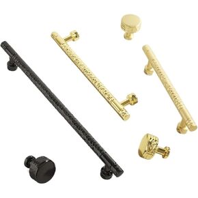Solid T Shaped Hammer Pattern Wardrobe Drawer Furniture Door Handles Pulls 1Pcs(Bright Black) in Kuwait