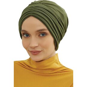 Aisha's Design Head Turbans For Women 95% Cotton Fashion Instant Turban Shirred Head Scarf Hat Black in Kuwait