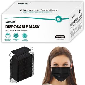 أقنعة وجه للاستخدام مرة واحدة للبالغين من NNPCBT عدد 1000 باللون الأسود in Kuwait