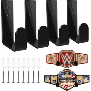 مجموعة حامل عرض مثبت على الحائط لحزام البطولة، شماعة حزام عنوان المصارعة الاحترافية لأحزمة WWE AEW، رف منظم حائط سهل التركيب (قطعتان باللون الأسود) in Kuwait