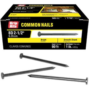 Grip Rite 8C1 FBA_152074، 8D، الطول 2-1/2 بوصة، الرأس 9/32 بوصة، مقياس 10-1/2، معدن رمادي in Kuwait