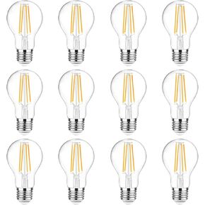 Ascher 60 وات مكافئ، مصابيح إضاءة E26 LED، أبيض دافئ 2700K، غير قابل للتعتيم، زجاج شفاف كلاسيكي، لمبة إضاءة LED A19 مع 80 CRI، حزمة من 6 in Kuwait