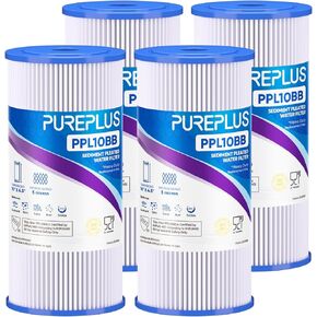 PUREPLUS 5 ميكرون 10 بوصة × 4.5 بوصة فلتر رواسب مطوي للمنزل بالكامل لمياه الآبار، خرطوشة بديلة لـ GE FXHSC، Culligan R50-BBSA، Pentek R50-BB، DuPont WFHDC3001، W50PEHD، GXWH40L، عبوتان in Kuwait