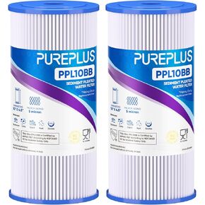 PUREPLUS 5 Micron 10" x 4.5" Whole House Pleated Sediment Filter for Well Water, Replacement Cartridge for GE FXHSC, Culligan R50-BBSA, Pentek R50-BB, DuPont WFHDC3001, W50PEHD, GXWH40L, 2Pack in Kuwait