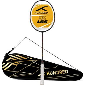 مضرب كرة الريشة HUNDRED Rock 88 من ألياف الكربون مع غطاء كامل للمضرب | للاعبين المتوسطين | 82 جرام | الحد الأقصى لشد السلسلة - 32 رطلاً in Kuwait