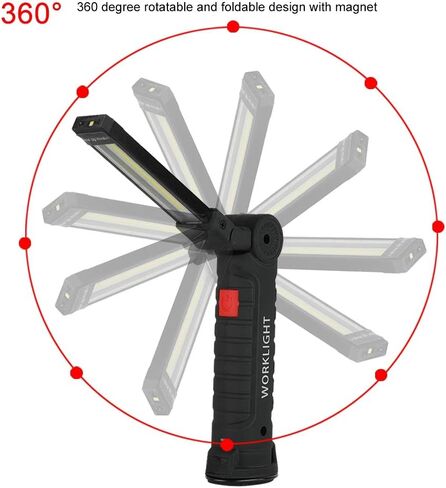 LED Working Light, 360 Rotatable USB Charging Foldable COB Work Light LED Working Lamp with Magnet for Camping Emergency Fishing (Plastic + Metal) in Saudi Arabia