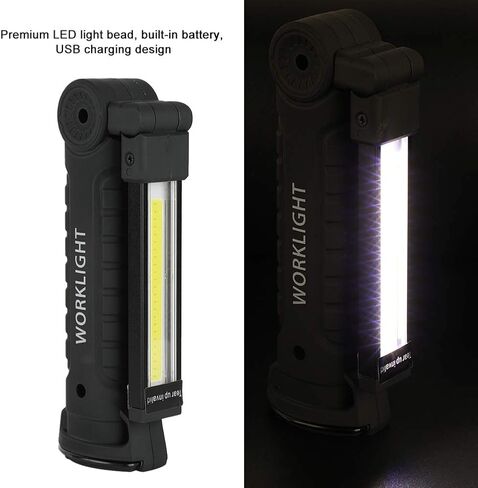 LED Working Light, 360 Rotatable USB Charging Foldable COB Work Light LED Working Lamp with Magnet for Camping Emergency Fishing (Plastic + Metal) in Saudi Arabia
