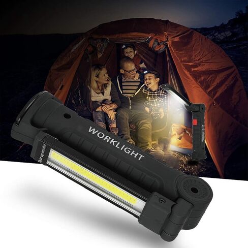 LED Working Light, 360 Rotatable USB Charging Foldable COB Work Light LED Working Lamp with Magnet for Camping Emergency Fishing (Plastic + Metal) in Saudi Arabia