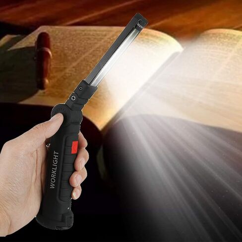 LED Working Light, 360 Rotatable USB Charging Foldable COB Work Light LED Working Lamp with Magnet for Camping Emergency Fishing (Plastic + Metal) in Saudi Arabia