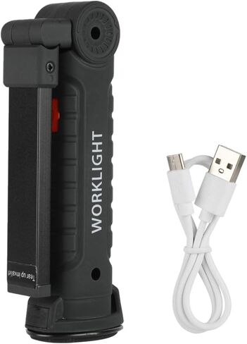 ضوء عمل LED، مصباح عمل LED قابل للدوران 360 درجة، شحن USB قابل للطي، مصباح عمل LED مع مغناطيس للتخييم والصيد في حالات الطوارئ (بلاستيك + معدن) in Saudi Arabia