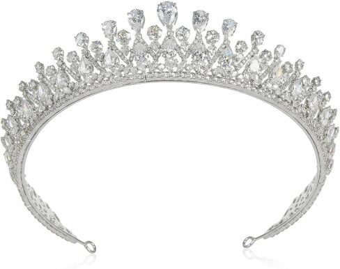 خمر النساء الزفاف التيجان الفضة زركون تيجان المسابقة الحلو 16 عيد ميلاد حفلة موسيقية تيجان Quinceanera الزفاف إكسسوارات الشعر in Kuwait