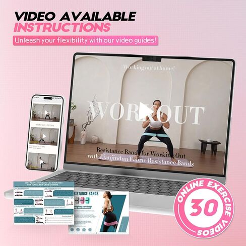 أربطة مقاومة للتمرين مع الدليل، 4 أربطة للتمرين للنساء والرجال، أربطة تمرين قماشية للساقين والورك والغلوت والمؤخرة، مجموعة أربطة لليوجا والبيلاتس والقوة in Kuwait
