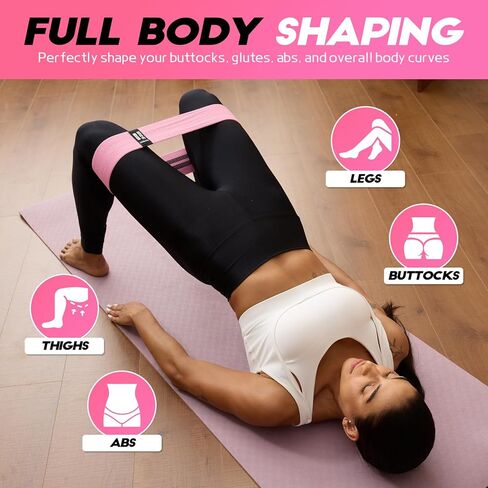 أربطة مقاومة للتمرين مع الدليل، 4 أربطة للتمرين للنساء والرجال، أربطة تمرين قماشية للساقين والورك والغلوت والمؤخرة، مجموعة أربطة لليوجا والبيلاتس والقوة in Kuwait