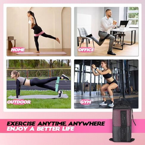 أربطة مقاومة للتمرين مع الدليل، 4 أربطة للتمرين للنساء والرجال، أربطة تمرين قماشية للساقين والورك والغلوت والمؤخرة، مجموعة أربطة لليوجا والبيلاتس والقوة in Kuwait